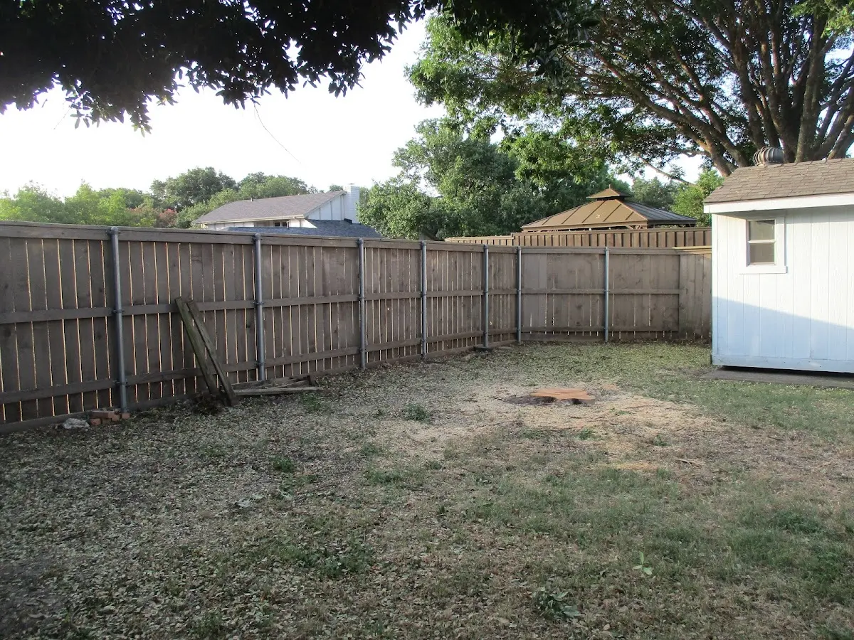 Cleared yard after professional tree removal in Bowers